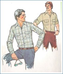 8444  SIMPLICITY MR. BUTTON YOKE LONG SLEEVE TAB SHIRT PATTERN 38 UNCUT